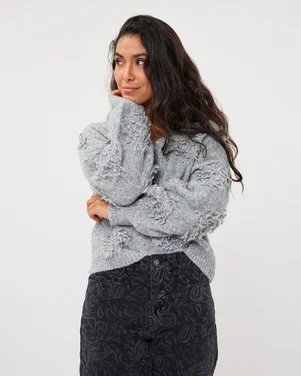 Sweater 3D fringes Grijs