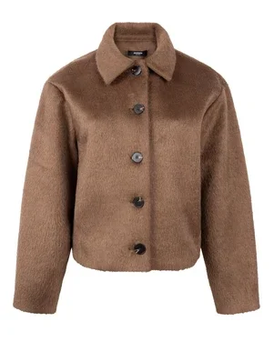 BEERTJE JASJE hw 227 hairy woven button closure Camel