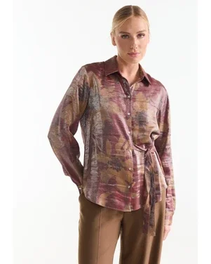 LOTTE BLOUSE cf 732 long sleeve manchet extra straps in waist Rood