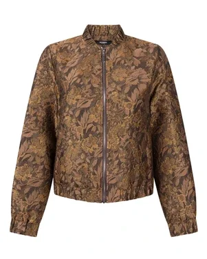 ANN JASJE mfj 275 multi flower jacquard zipper closure Camel