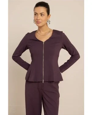 Polly peplum twill top Paars
