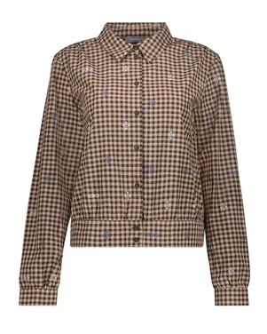 Checkered blouse met geborduurde details Bruin 1