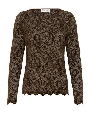 MWSalvi LS Lace Blouse Bruin 1