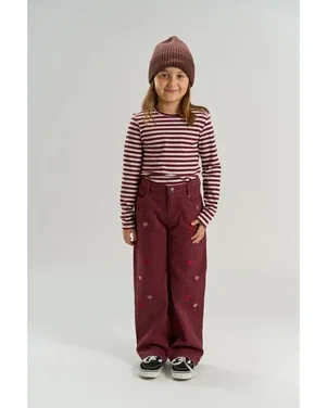 Valentine Wide Fit Jeans Hearts Bordeaux