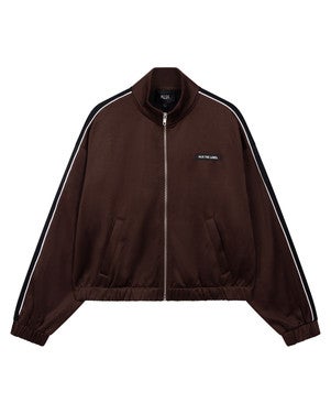 Ladies Knitted Piping Training Sweat Jacket Bruin 1