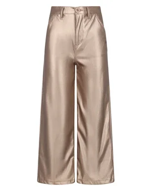 Simoa Shiny Fake Leather Pants Wide Leg Goud
