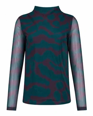 Rachel blurred mesh top Groen