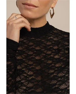 Reagan lace col top Zwart 1