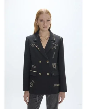 Zwarte Blazer Met Studs Zwart 1