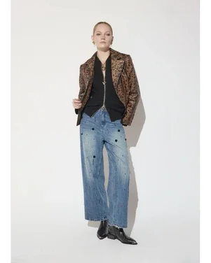 Denim Jeans Met Broche Blauw