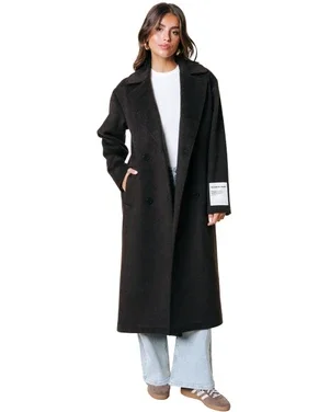 Zania Double Breasted Wool Long Coat Bruin 1