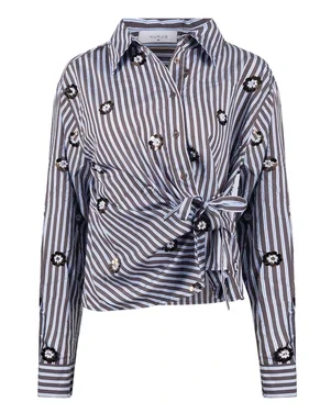 Amy Blouse Stripe Bruin 1