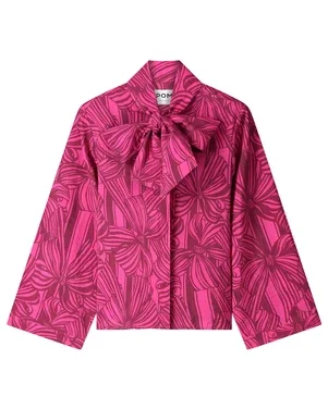BLOUSE - Sara Ribbon Pink Roze