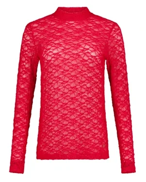 Reagan lace col top Rood
