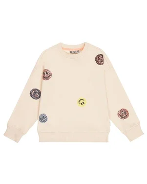 Ines Sweater Smiley Pailletten Roze
