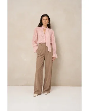 Blouse Jett - Jacquard bow tie Roze