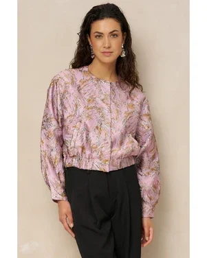 Jacket Jules - Jacquard Bomber Roze