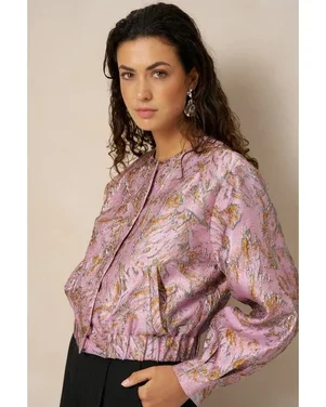 Jacket Jules - Jacquard Bomber Roze