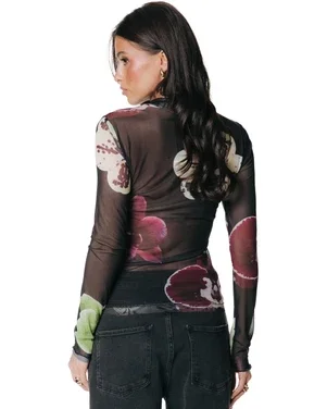 Neyo Orchid Mesh Turtleneck Top Multi