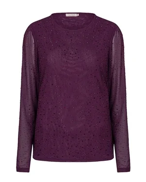 Top mesh rhinestones Bordeaux