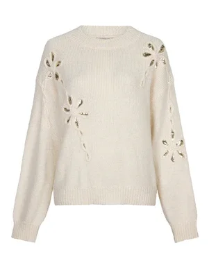 Sweater sequin flowers Off White