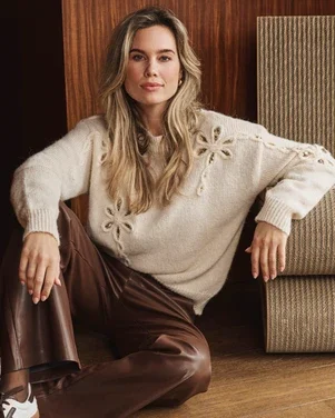 Sweater sequin flowers Off White