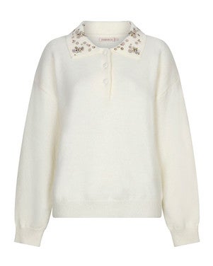 Sweater beaded collar Off White