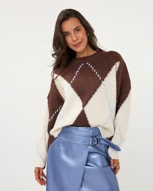 Sweater big argyle Bruin 1