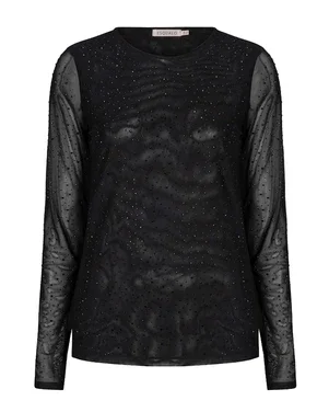 Top mesh rhinestones Zwart 1