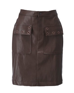 Korte Rok In Lederlook Met Fantasie D755L Bruin 1