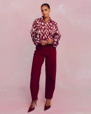 Marlis bonded barrel trousers Rood