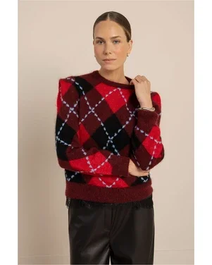Arly argyle pullover Rood