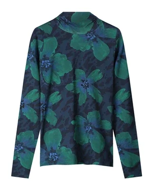TURTLENECK - Romi Jersey Bloom Teal Green Groen
