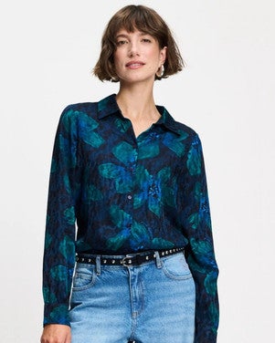 BLOUSE - Mila Bloom Teal Green Groen