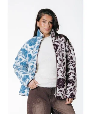 Shannon Contrast Floral Full Zip Fleece Multi