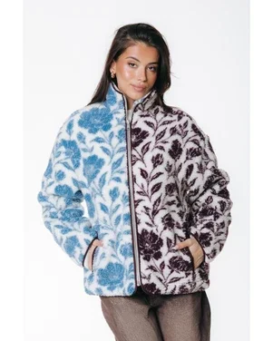 Shannon Contrast Floral Full Zip Fleece Multi
